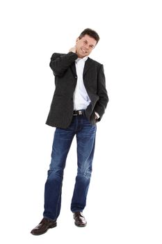 Full length shot of an attractive middle-aged man. All on white background.