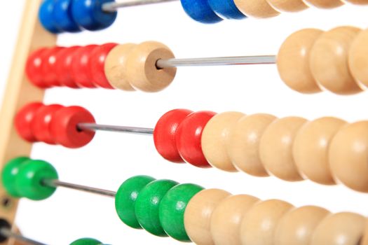 A simple abacus to calculate. All isolated on white background.