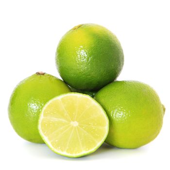 Sliced lemons on white background.