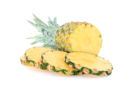 Sliced pineapple on white background.