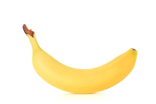 Ripe single banana on white background.