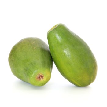 Ripe papaya on white background.