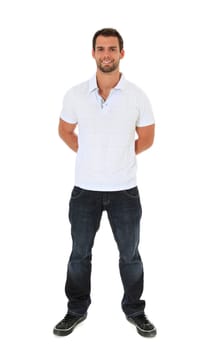 Full length shot of an attractive young man. All on white background.