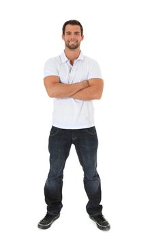 Full length shot of an attractive young man. All on white background.