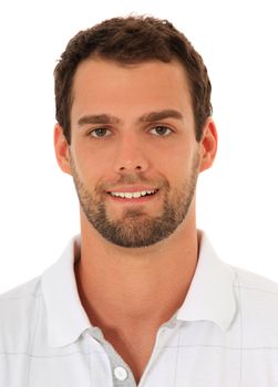 Portrait of an attractive young guy. All on white background.