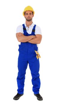 Full length shot of a construction worker. All on white background.