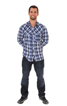 Attractive young man. All on white background.