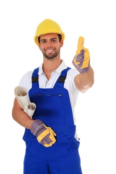 Competent construction worker. All on white background.