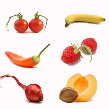 Set of various fruits and vegetables