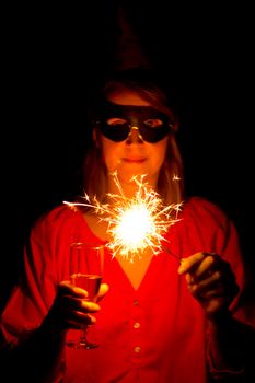 Woman with sparkler