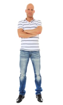 Full length shot of a confident middle age man. All on white background.