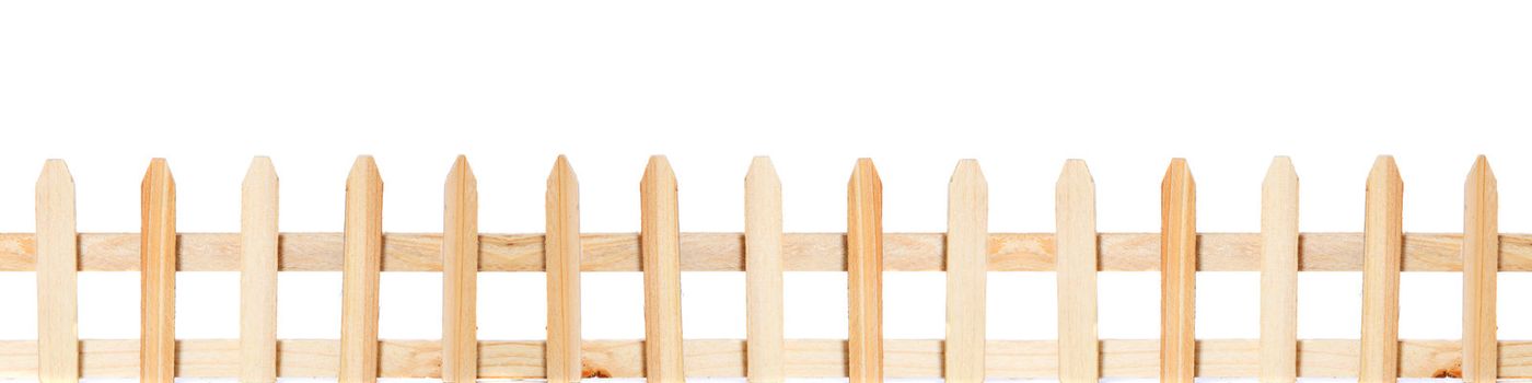 Long wooden fence. All on white background.