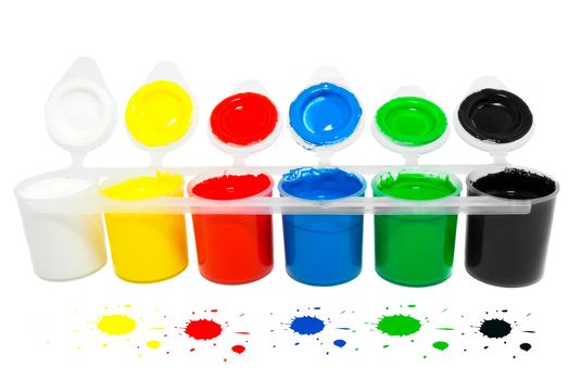 Water based paints, isolated on a white background 