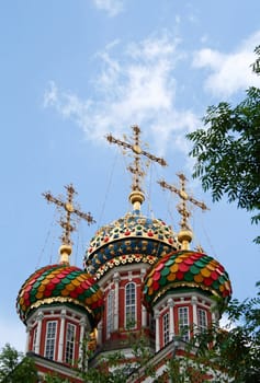 Domes of  Stroganovskoy Orthodoxy Church of  Christmas, Nizhny Novgorod, Russia