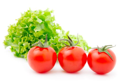 Red cherry tomato and salad lettuce 