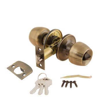 Door Knob assembly with bolts and keys on White Background