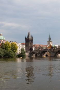 Judith Bridge crosses the Vltava river in Prague, Czech Republic