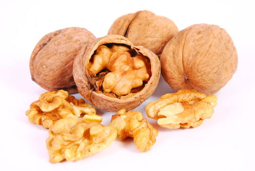 Walnuts isolated on the white background