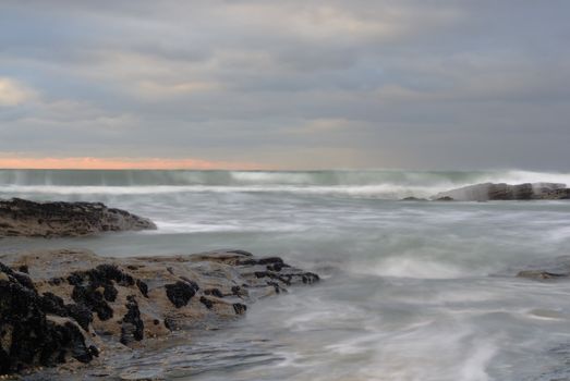 Slow shutter seascape. View from Trebarwith Strand Beach.