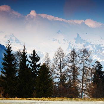 spring alps mountains scene background