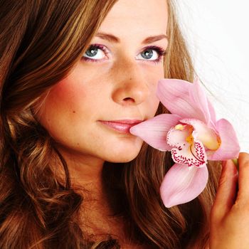 orchid woman flower in hairs