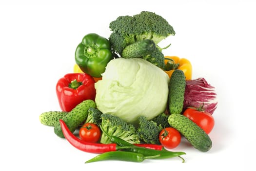 big vegetarian pile isolated on white
