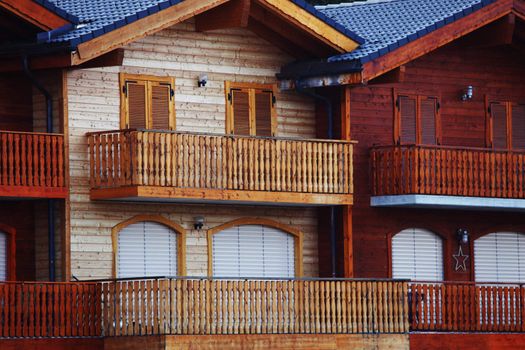 chalet in alpine mountains