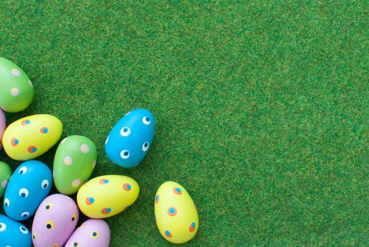 Easter eggs on a grass lawn