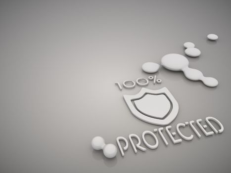 3D graphic  100 Percentage protected symbol symbol in a stylish grey background