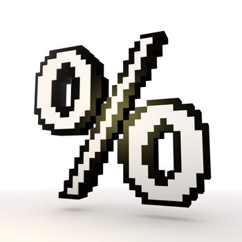 3D graphic Isolated percentage symbol in a stylish white back ground