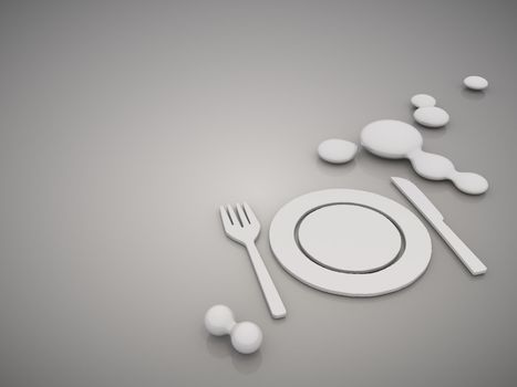 3D graphic Classy restaurant symbol in a stylish grey background