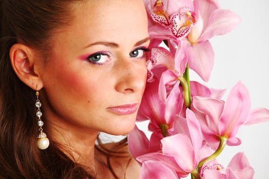 orchid woman flower in hairs