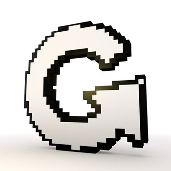 3D graphic  Pixel repeat symbol in a stylish white background