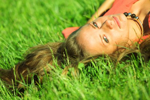 sexy women on green grass