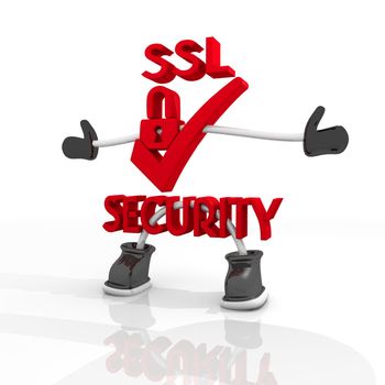 3D graphic Candy red SSL  security 3d character isolated on white background 