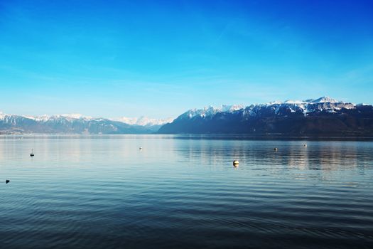 lake geneva landscape on sunrise