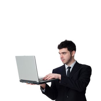 business man with notebook on white background
