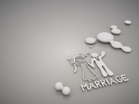 3D graphic Elegant Marriage symbol in a stylish grey background