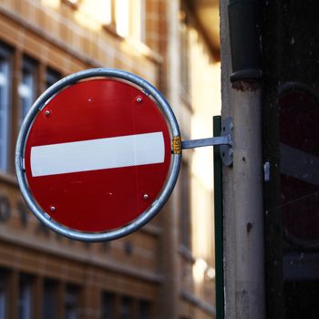 stop road sign on street