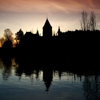 lake of geneva landscape on sunrise