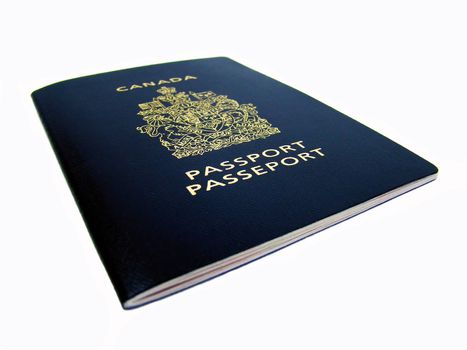 Photo of a Canadian passport, white background.