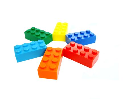 Colorful display of building blocks , entertainment for children.