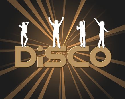 illustration of disco people gold