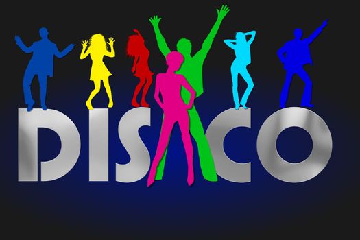illustration of disco people