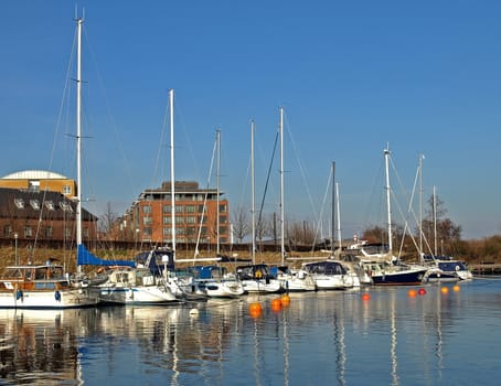 small sail boats at Langelinie port Copenhagen, Denmark