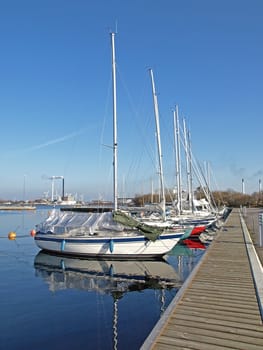 small sail boats at Langelinie port in Copenhagen, Denmark