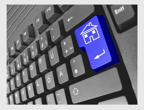 keyboard with blue key home