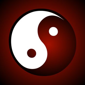 illustration of a red ying and yang sign