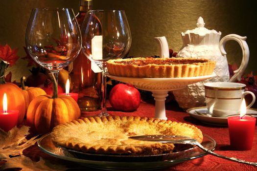 Thanksgiving desserts on a festive table