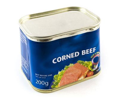 Corned Beef Tin Can on White Background